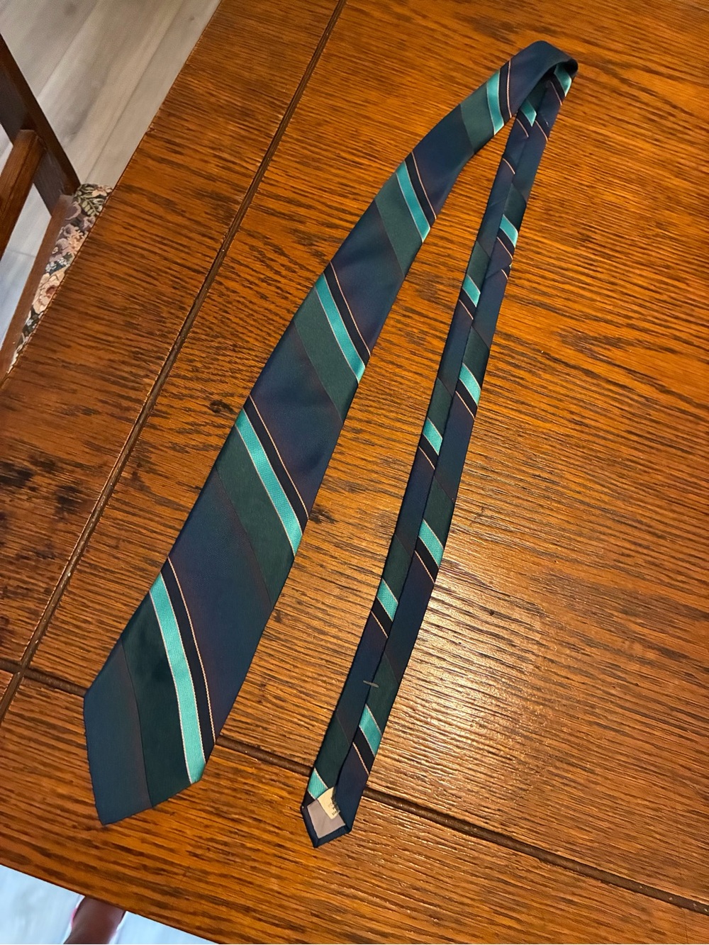 Striped Green and Teal Men's Neck Tie